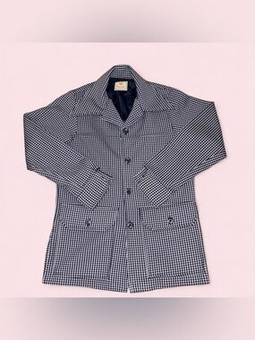 Vintage Levis Panatela Sport Coat Medium Blue Jacket 70s Houndstooth Twee Mod